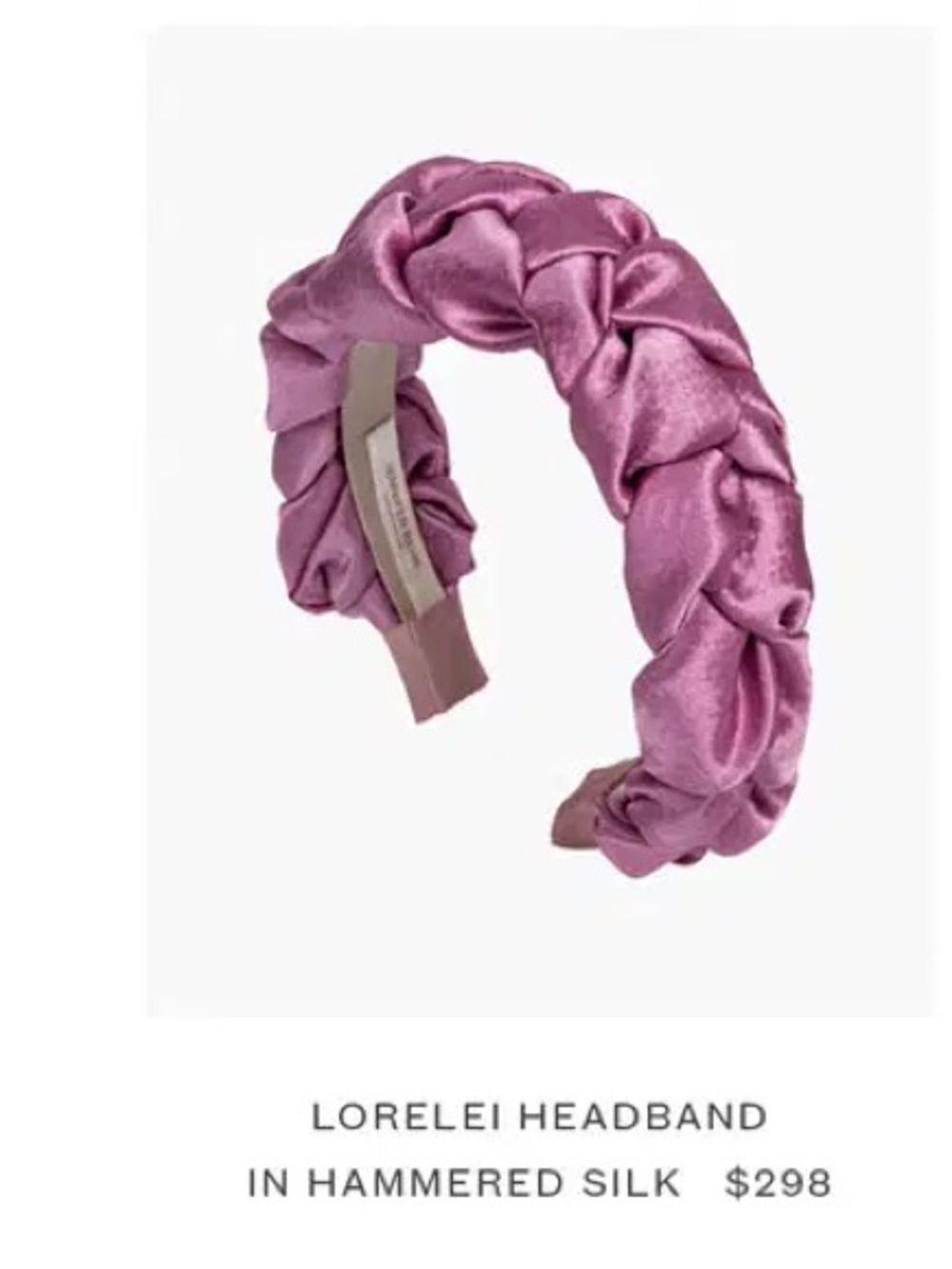 Jennifer Behr Lorelei Hammered Silk Headband in Mauve Pink